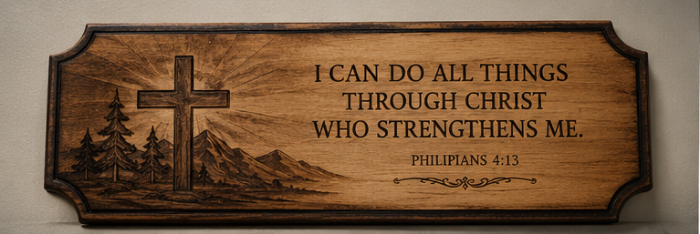 I can do all things | Handcrafted Engraved Wooden Scripture Plaque – Philippians 4:13